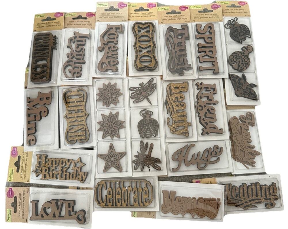 Crafters Square Laser Cut Kraft Icons Lot 20 Sets of 3 Scrapbooking 60 Pc Mixed
